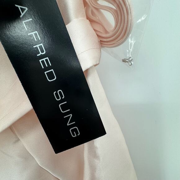 Alfred Sung D699S Strapless Pleated High/Low Sateen Twill Gown Blush Size 16 NWT - Picture 12 of 12